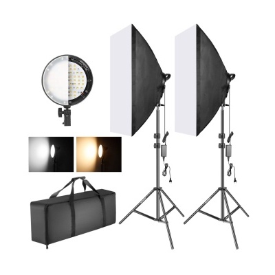 Kit iluminação foto 2 softboxes estúdio 45W LED bicolor 2700k 5500k
