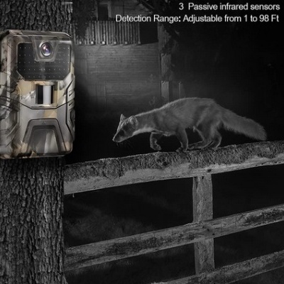 Câmara caça 36Mp 2.7K + cartão e acessórios com visão noturna