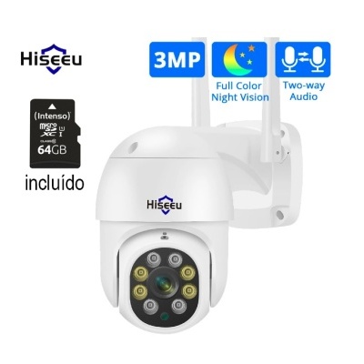 Câmara rotativa exterior 360 wifi Hisseu 3Mpx 1536p