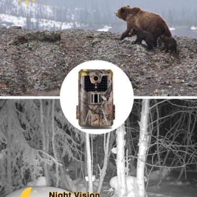 Câmara caça 36Mp 2.7K + cartão e acessórios com visão noturna