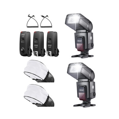 Kit flashes com disparadores + acessórios para Nikon / Canon / Sony