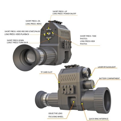 Câmara zoom 4x visão noturna LASER IR até 400m acoplada na mira
