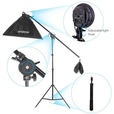 Softbox extensível em altura estrutura girafa com 4 lâmpadas