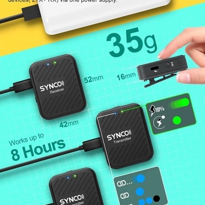 Microfone sem fios G1 lapela 2 emissores e 1 receptor