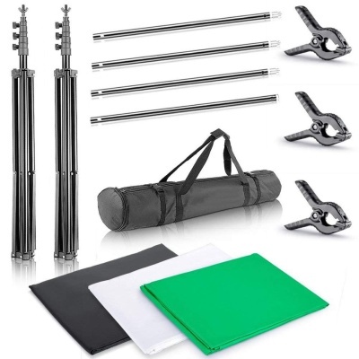 Kit estúdio iluminação + fundos + estrutura + refletor