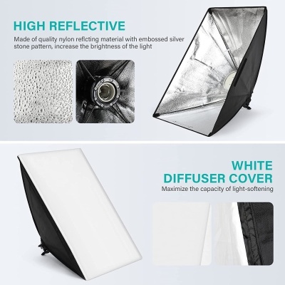 Kit estúdio completo softboxes LED bi color + fundos e luzes