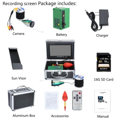 Câmara pesca 30 metros IR e LED monitor + acessórios