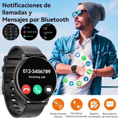 Smartwatch 1,39" IP67 impermeável, Bluetooth, pedómetro, monitor de sono, atividade fitness para Android iPhone Smartwatch 1,39" IP67 impermeável, Bluetooth, pedómetro, monitor de sono, atividade fitness para Android iPhone