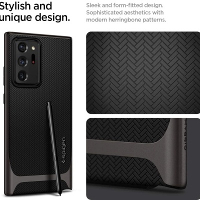 Capa preta para telemóvel com padrão espinha de peixe e caneta