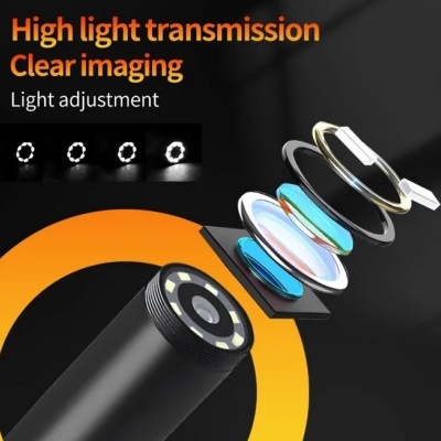 Endoscópio 3 lentes com monitor 5 polegadas, 1080P 10 metros semi-rigido