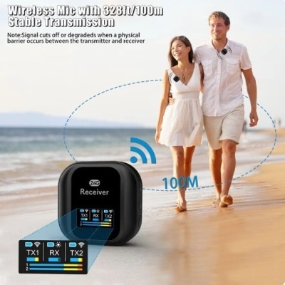 Microfone sem fios lapela 2 emissores e 1 receptor lavalier 2,4GHz Microfone sem fios lapela 2 emissores e 1 receptor lavalier 2,4GHz