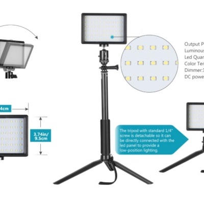 2x painel LED iluminador fotografia e vídeo com tripés e filtros