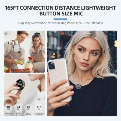 BALILA Microfone sem fios lapela para iPhone iPad Android BALILA Microfone sem fios lapela para iPhone iPad Android