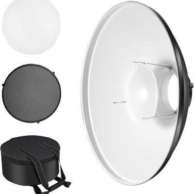 Beauty Dish com refletor + ninho de abelha + bolsa 55 cm montagem Bowens