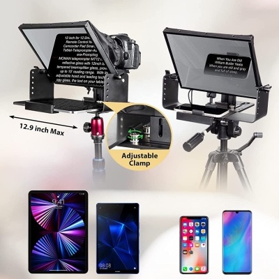 Teleponto 12 polegadas para DSLR ou smartphone vídeo Teleprompter portátil