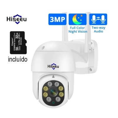 Câmara rotativa exterior 360 wifi Hisseu 3Mpx 1536p