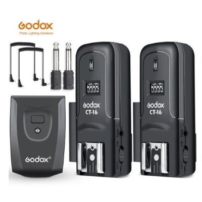Disparadores Godox CT-16 com 2 receptores de 16 canais triggers para flash Canon, Nikon