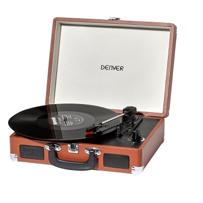 Gira discos mala portátil estilo vintage várias cores