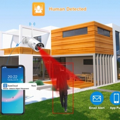 Kit CCTV WiFi videovigiIância com ecrã 10" de 8CH 4 câmaras 1080p