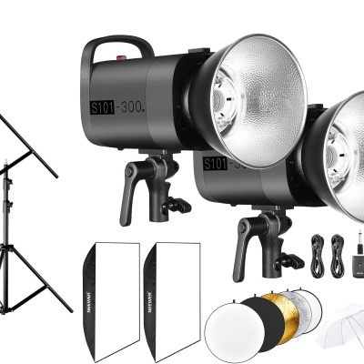 Kit iluminação 600 W Foto estúdio flash strobe 2x 300 W Bowens 2x Softbox + RT-16 Trigger, + guarda-chuvas + refletor
