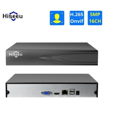 Gravador CCTV Hiseeu NVR H.265 16CH até 5MP ONVIF 2.0 IP