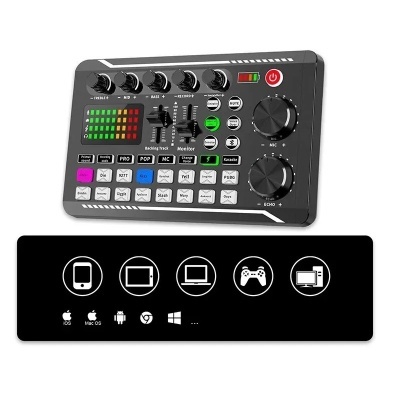 Microfone condensador com bateria + misturador e acessórios