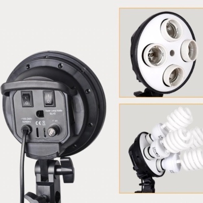 Kit estúdio 2 softboxes 4 lâmpadas fundos verde branco preto estrutura