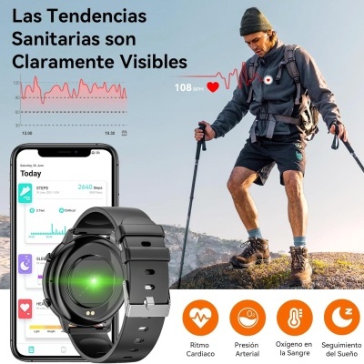 Smartwatch 1,39" IP67 impermeável, Bluetooth, pedómetro, monitor de sono, atividade fitness para Android iPhone Smartwatch 1,39" IP67 impermeável, Bluetooth, pedómetro, monitor de sono, atividade fitness para Android iPhone