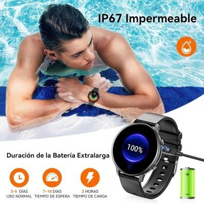 Smartwatch 1,39" IP67 impermeável, Bluetooth, pedómetro, monitor de sono, atividade fitness para Android iPhone Smartwatch 1,39" IP67 impermeável, Bluetooth, pedómetro, monitor de sono, atividade fitness para Android iPhone