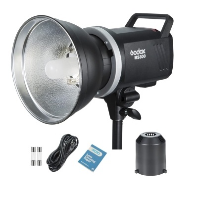 Flash Strobe 300W Godox MS300 + lâmpada de modelagem 150W