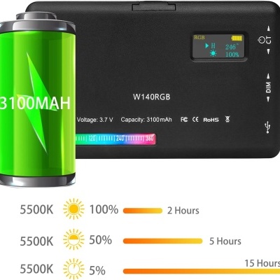 Iluminador LED luz RGB com bateria 4000mAh CRI95 2500-8500 K câmara
