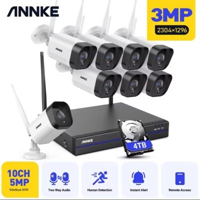 Sistema CCTV  Wi-FI video vigiIância 3MP kit Hiseeu 8CH 8 câmaras + NVR app