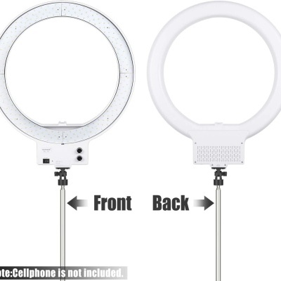 Ringlight branco tripé prata 48cm anel luz bicolor regulação cor