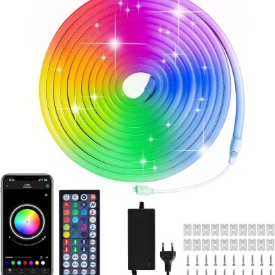 Tira LED efeito neon RGB 5 m 108 LED/metro impermeável comando e APP 540 LED
