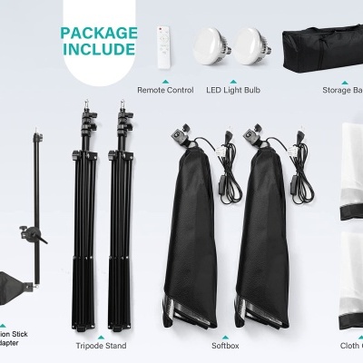 Iluminação estúdio LED kit 2 softboxes extensíveis bicolor com comando