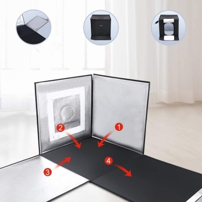 Box para fotografia produto mini estúdio 60x60x60cm iluminação caixa fundos vinil