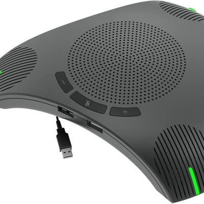 Microfone omnidirecional USB com bateria e coluna embutida - conferência