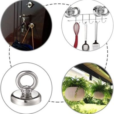 Ímanes redondos de aço inoxidável com anilha para pendurar utensílios e vasos