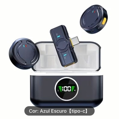 Microfone sem fios lapela para Type-C iPhone iPad Android