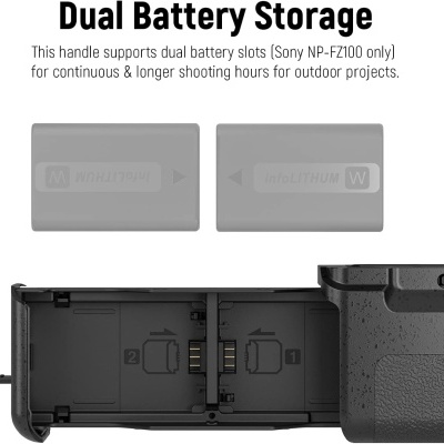 Punho de bateria vertical com comando para baterias NP FZ100 Grip Sony a7R IV a9II a7S III A1 BG A7IV