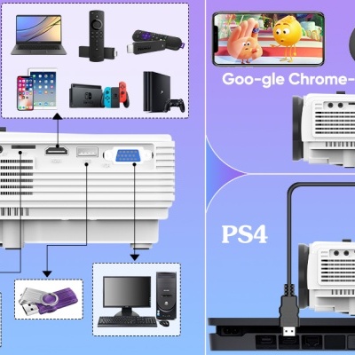 Projetor 1280 x 720 nativo com Bluetooth