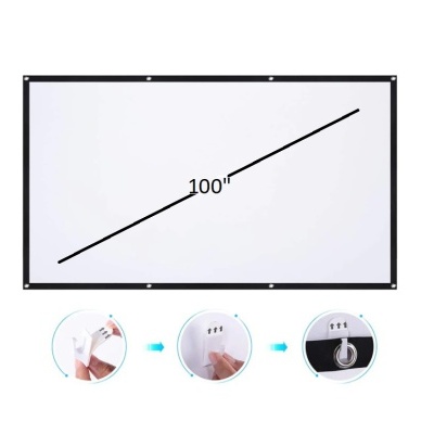 Tela grande tecido branca portátil de projeção de vídeo 200"  16:9