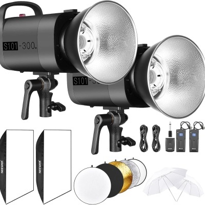 Kit iluminação 600 W Foto estúdio flash strobe 2x 300 W Bowens 2x Softbox + RT-16 Trigger, + guarda-chuvas + refletor