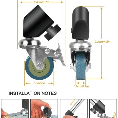 3 rodas com travão para tripé 16-22mm universal estúdio fotografia