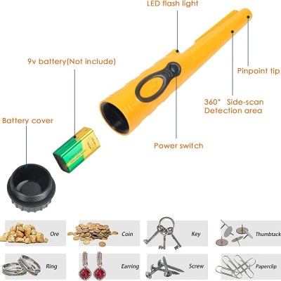 Pinpointer detector de metais manual impermeável IP68