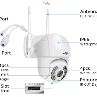 Câmara rotativa exterior 360 wifi Hisseu 3Mpx 1536p