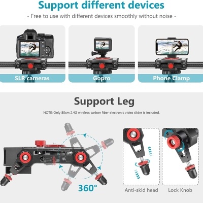 Slider Motorizado 2,4G 80cm Fibra de carbono e alumínio