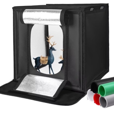 Box para fotografia produto mini estúdio 80x80x80cm iluminação caixa fundos vinil