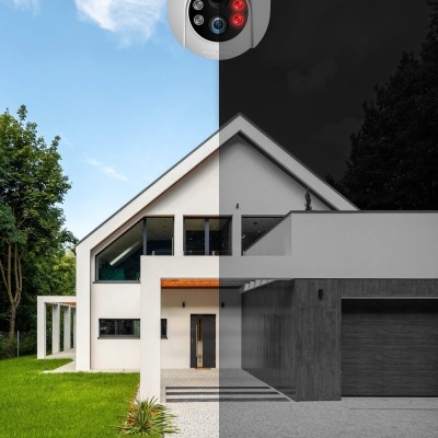 Câmara vigilância 360º áudio bidirecional solar rotativa 1080p wi-fi