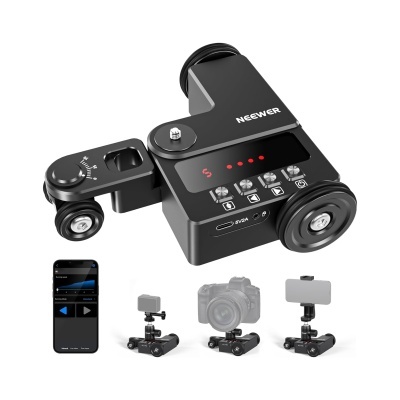 Dolly controlo por APP ultra suave carrinho elétrico ajustável para câmaras DSLR, mirrorless, GoPro, smartphones